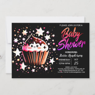 Modern Muffin bewerkbaar Meisje Baby shower Kaart