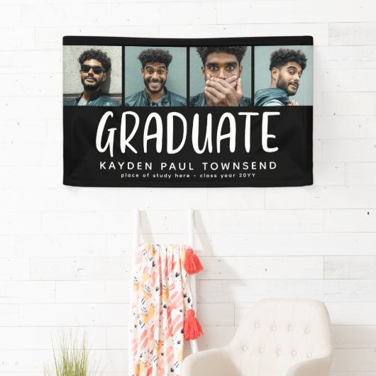 Modern Multi 4 Photo Collage AFSTUDEREN zwart Spandoek (Insitu)