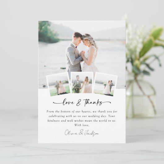 Modern Multi Afbeelding Liefde & Bedankt bruiloft (Staand voorkant)