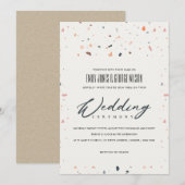 MODERN MULTI COLOR TERRAZZO PATTERN WEDDING INVITE BEDANKKAART (Voorkant / Achterkant)