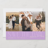 Modern Multi Photo Couple's Signature Wisteria Save The Date (Voorkant)