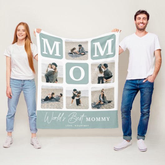 Modern Multi Photo Grid Cute MOM Gift Fleece Deken (In situ)