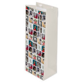 Modern Multi Photo Square Insta Pattern Wijn Cadeautas (Voorkant Gekanteld)