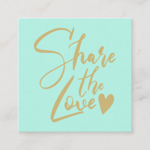 Modern muntgoud delen de liefde script typografie aanbevelingskaartje