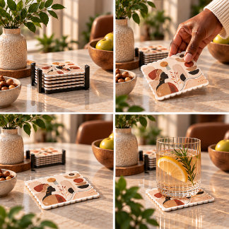 Modern Muse Paper Coasters | Ambachtelijk Abstract Kartonnen Onderzetters