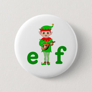 Modern Musical Elf over White Ronde Button 5,7 Cm