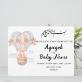 Modern Muslim Cute Girl Aqeeqah Invitation Kaart (Staand voorkant)