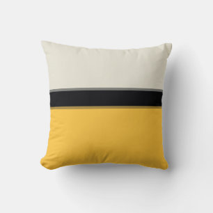 Modern Mustard Yellow Silver Grey Black Stripes Kussen