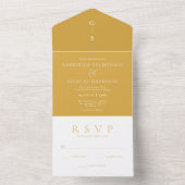 Modern Mustard Yellow Wedding All In One Uitnodiging (Binnen)