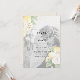 Modern Muted Photo Lemons Wedding Kaart