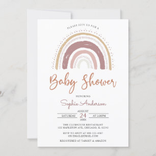 Modern Muted Tones Boho Rainbow Baby shower Invita Kaart