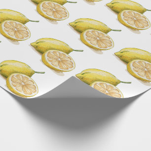 Modern Naadloos Patroon Waterverf Gele Citroen Cadeaupapier