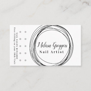 Modern Nagelkunstenaar Logo Beloning Zwart Rond Visitekaartje