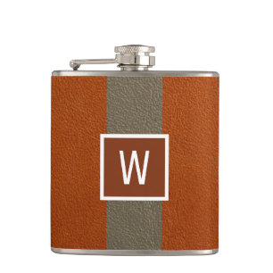 Modern namaak leer monogram oranje heupfles