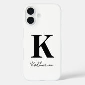 Modern Name Initial White Black Personalize Case-Mate iPhone Case (Achterkant)