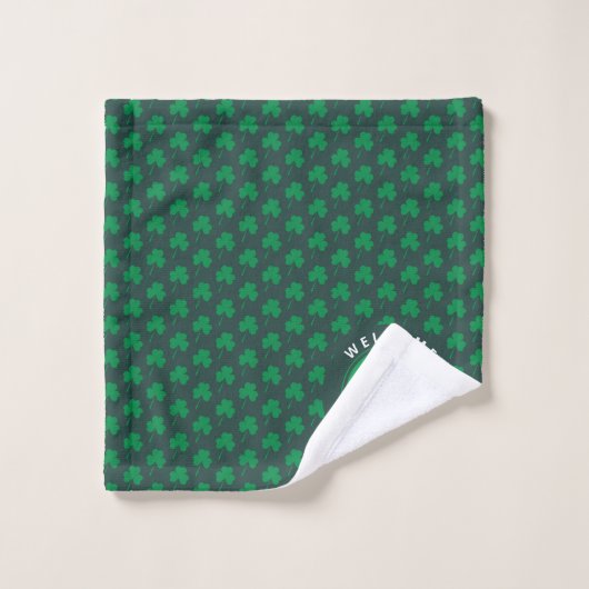 Modern Name Monogram Irish Flag Shamrock Bad Handdoek (Wasdoekje)