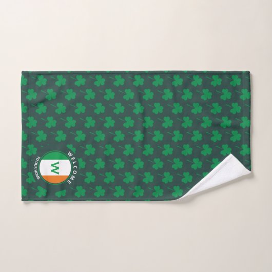 Modern Name Monogram Irish Flag Shamrock Bad Handdoek (Handdoek)