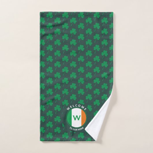 Modern Name Monogram Irish Flag Shamrock Handdoek (Handdoek)