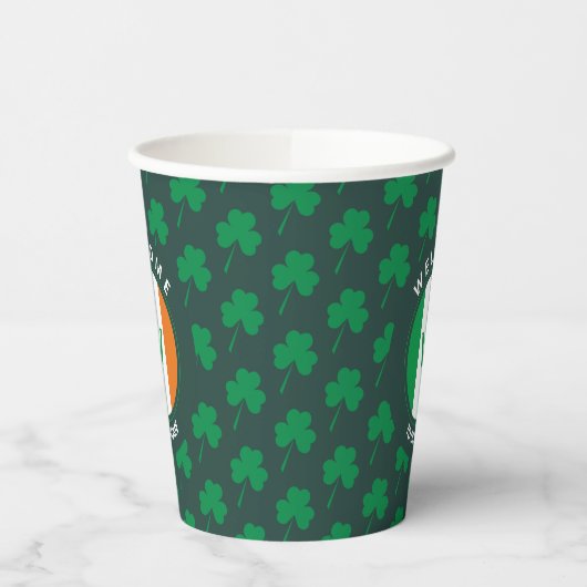 Modern Name Monogram Irish Flag Shamrock Papieren Bekers (Links)