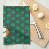 Modern Name Monogram Irish Flag Shamrock Theedoek (Quarter Fold)