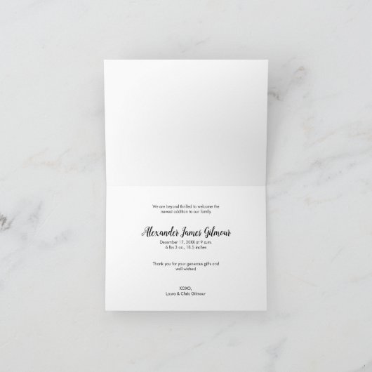 Modern Name Script Baby Aankondiging van geboorte (Binnen)
