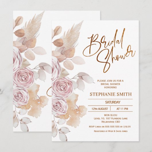 Modern Natural Tones Boho Floral Vrijgezellenfeest Kaart (Voorkant / Achterkant)