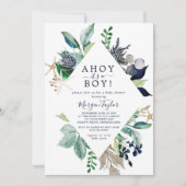 Modern Nautical Ahoy Het is een Jongen Baby shower Kaart (Voorkant)