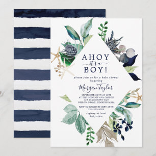 Modern Nautical Ahoy Het is een Jongen Baby shower Kaart