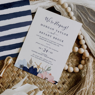 Modern Nautical   Bloemen Elopement Ontvangst Kaart