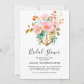 Modern Nautical Floral Anchor Vrijgezellenfeest Kaart (Voorkant)