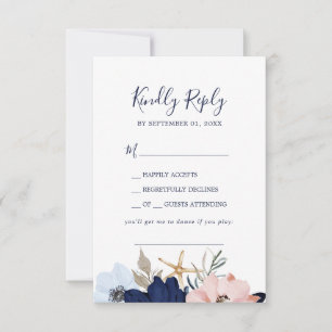Modern Nautical   Floral Song Request RSVP Card