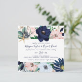Modern Nautical | Floral Square Weddenschap Kaart (Staand voorkant)