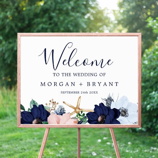 Modern Nautical | Floral Wedding Large Welcome Poster