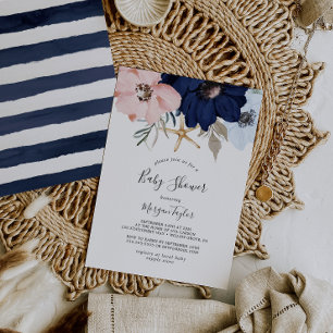 Modern Nautical   Florence-Baby shower Kaart