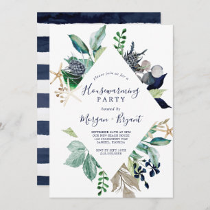 Modern Nautical   Greenery Housewarming Party Kaart