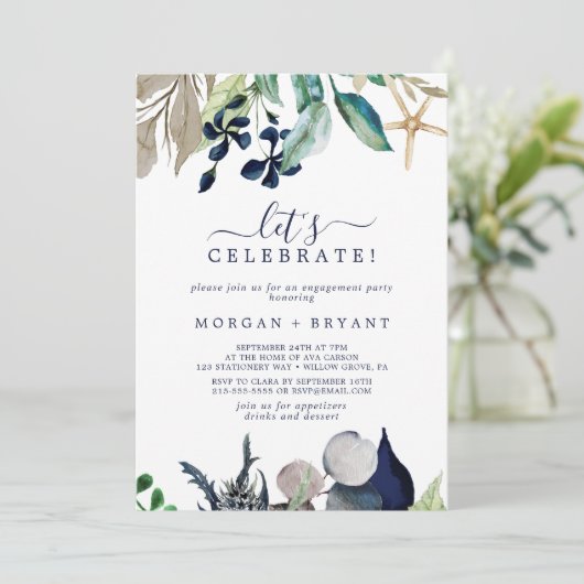 Modern Nautical | Greenery Let's Celebrate Kaart (Staand voorkant)