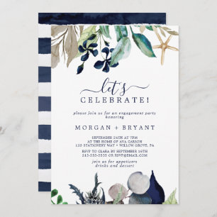 Modern Nautical   Greenery Let's Celebrate Kaart