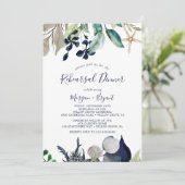 Modern Nautical | Greenery Rehearsal Dinner Kaart (Staand voorkant)