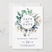 Modern Nautical | Greenery Save the Date Kaart (Voorkant)