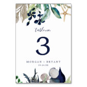 Modern Nautical | Greenery Table Number Kaart (Achterkant)