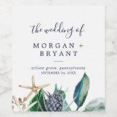 Modern Nautical | Greenery Wedding Wijn Etiket (Enkel label)