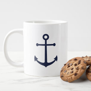 Modern Nautical Navy Blue Anchor Extra Grote Beker