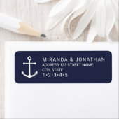 Modern Nautical Navy Blue Anchor Wedding Etiket (Insitu)