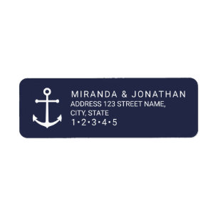 Modern Nautical Navy Blue Anchor Wedding Etiket