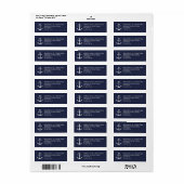 Modern Nautical Navy Blue Anchor Wedding Etiket (Full Sheet)