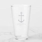 Modern Nautical Navy Blue Anchor Wedding Favor Glas (Achterkant)