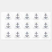 Modern Nautical Navy Blue Anchor Wedding Favor Labels (Vel)