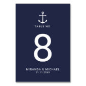 Modern Nautical Navy Blue Anchor Wedding Kaart (Achterkant)