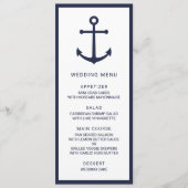 Modern Nautical Navy Blue Anker Bruiloft Menu (Voorkant)