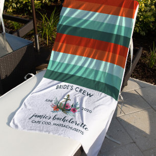 Modern Nautical Ocean Coral Bachelorette Weekend Strandlaken